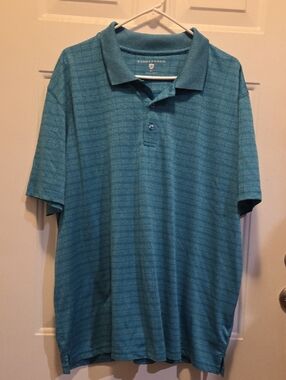 Saddlebred Teal Striped Short Sleeve Polo